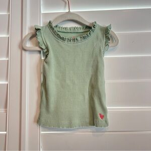 Pink Chicken Ruffled Ribbed Knit Tank Top Green 3y
